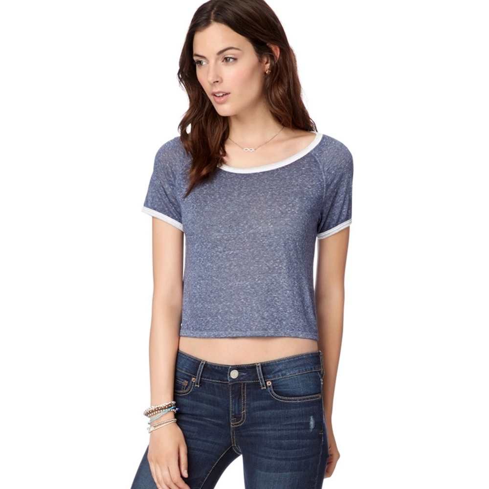 Aeropostale Blue Crop Tee XS Short Sleeve T-Shirt